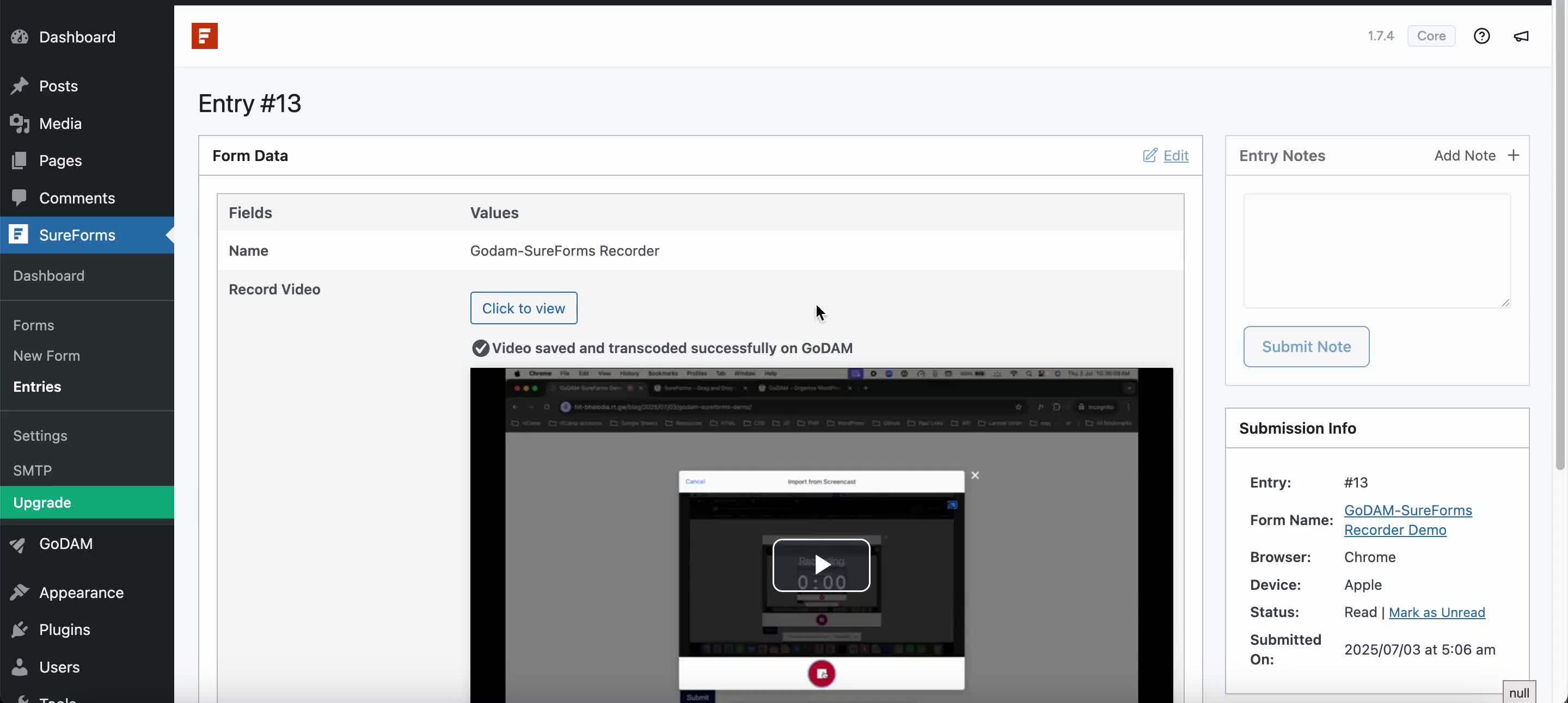GoDAM-SureForms-SubmissionEntry