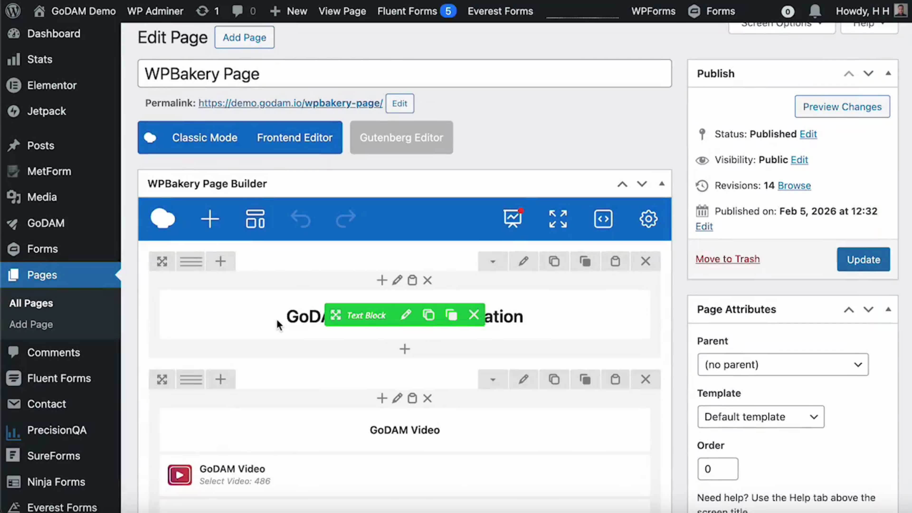 GoDAM WPBakery Video
