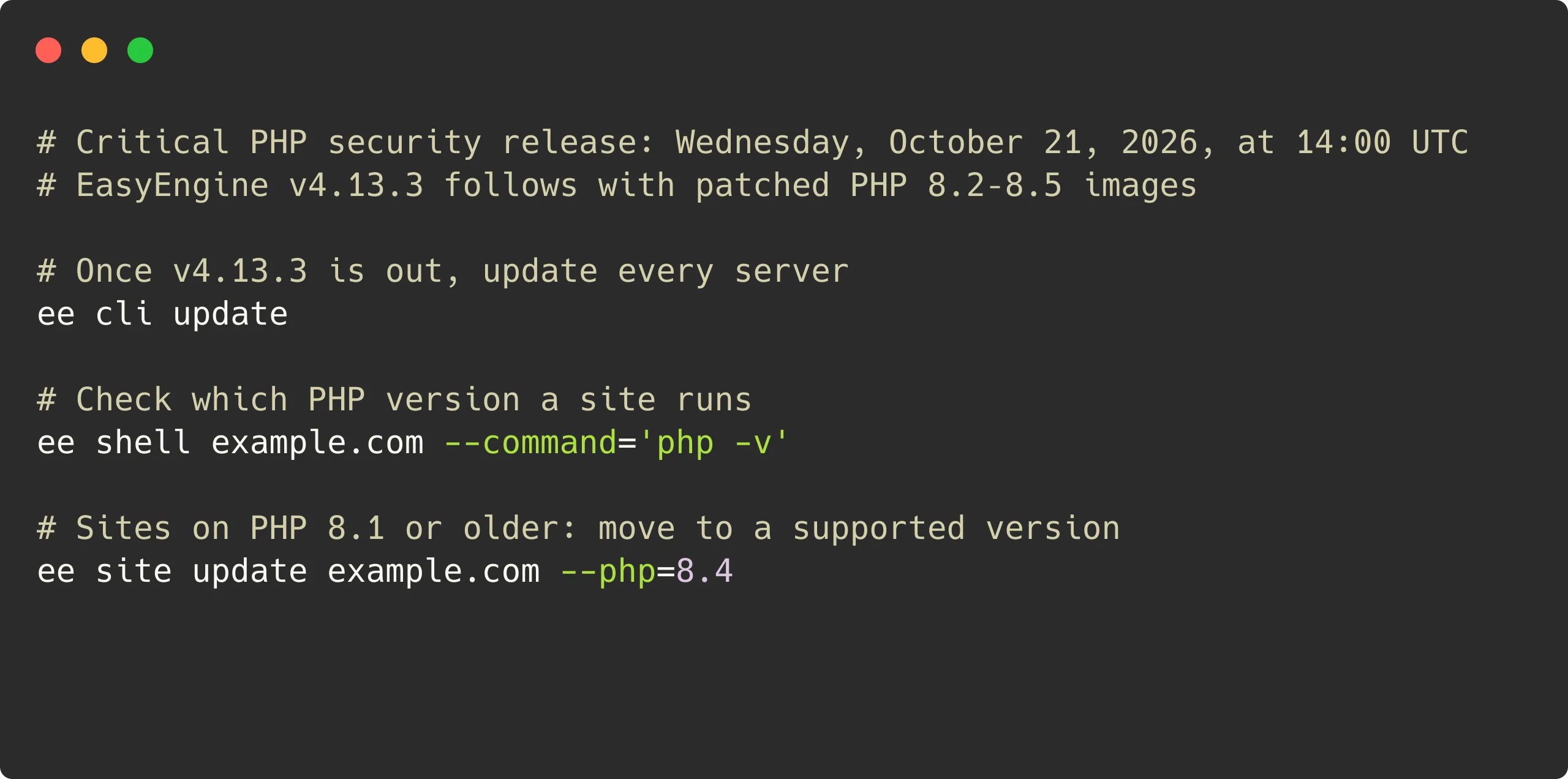Critical PHP Security Release on October 21: EasyEngine's Plan