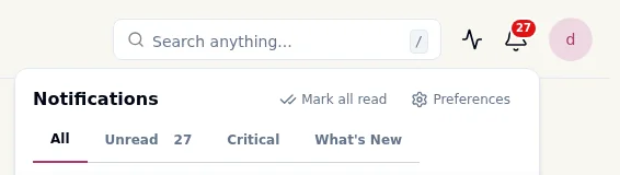 The Preferences link at the top of the notifications tray