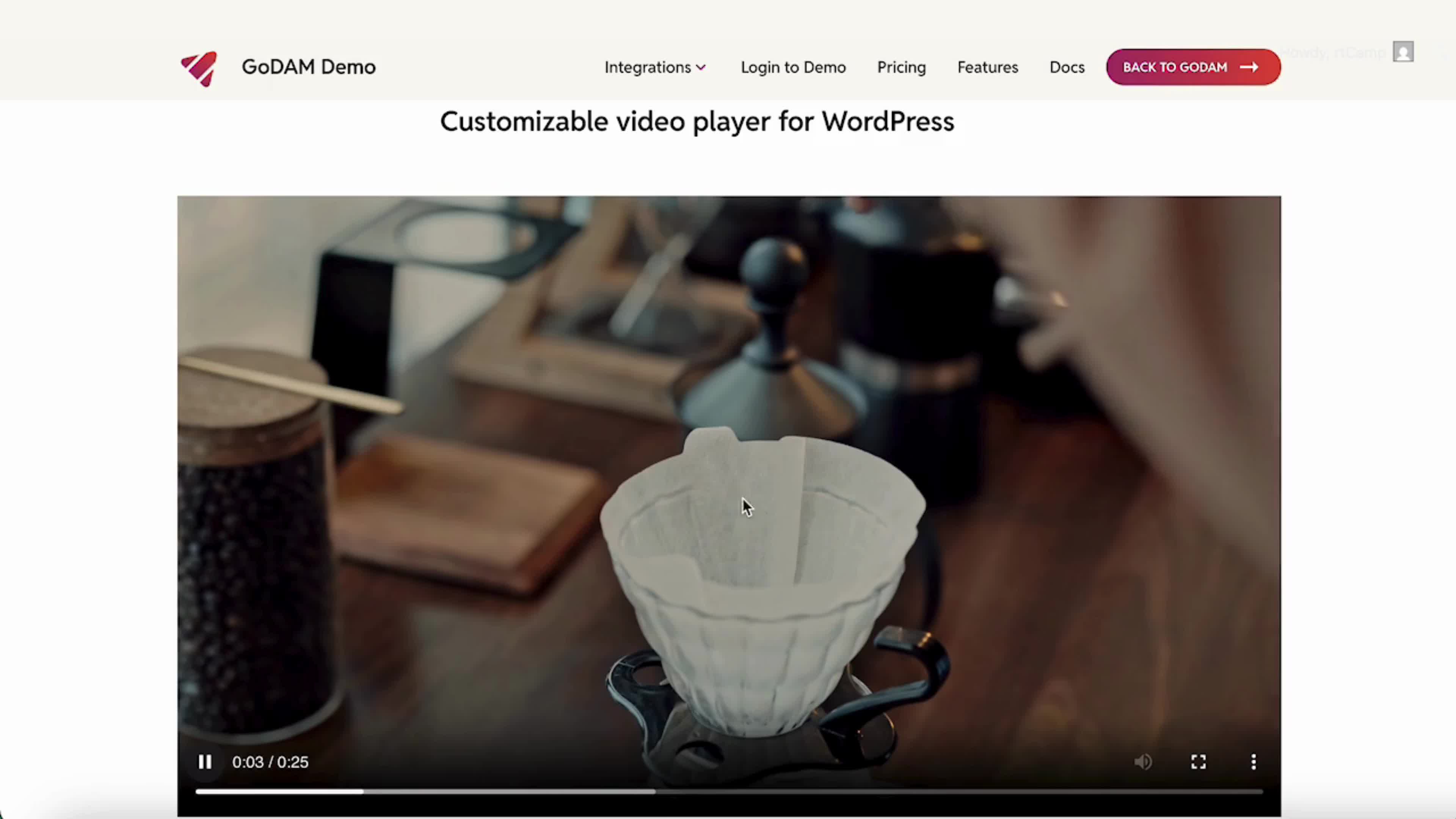 Customizable Video Player for WordPress using GoDAM