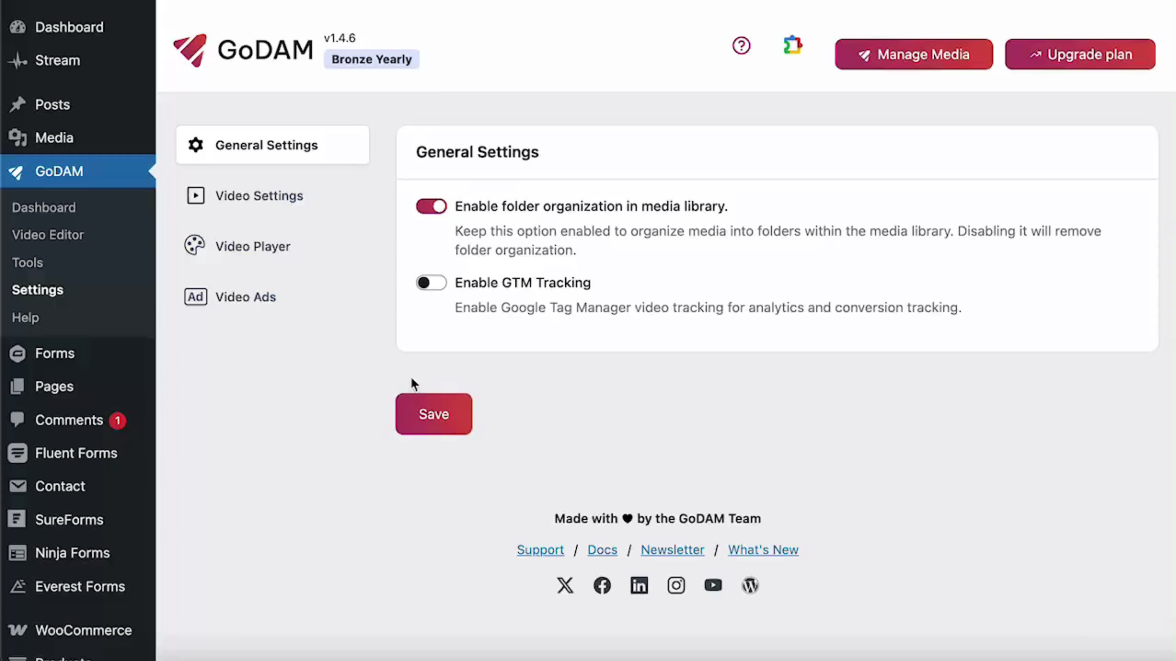 GoDAM Media Tab in watermark and CTA